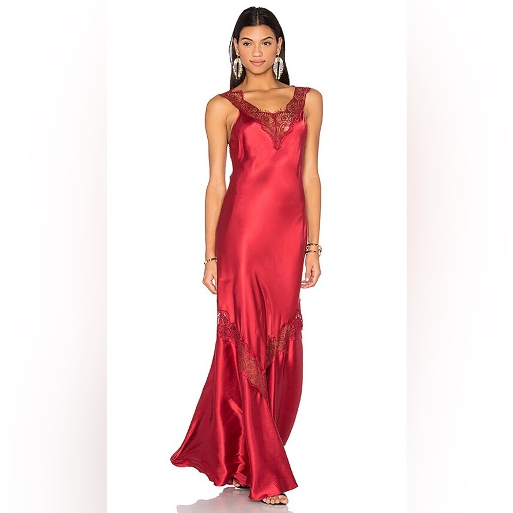 NWOT Long lace slip gown dress in small